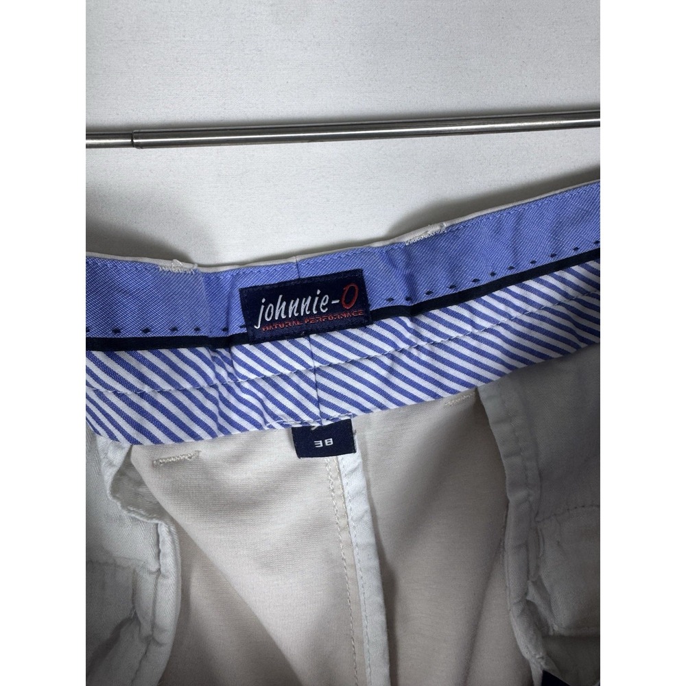 Johnnie-O Shorts Mens 38 Beige Khaki Performance Golf Casual Stretch Flat Front - Picture 2 of 6